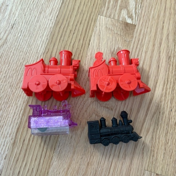Ronald McDonald Happy Meal Toy Train Engine Up Down Red and Purple Train Toy Set - Picture 2 of 3